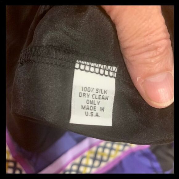 Alice & Trixie Silk Shift Purple Dress Lined Silk Abstract Geometric Retro 60s - Picture 9 of 12